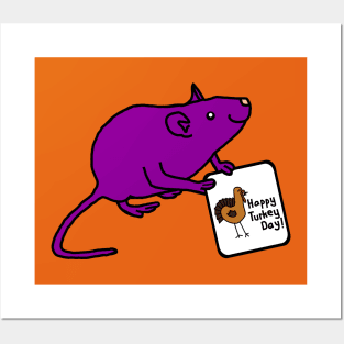 Purple Rat with Thanksgiving Turkey Greetings Posters and Art